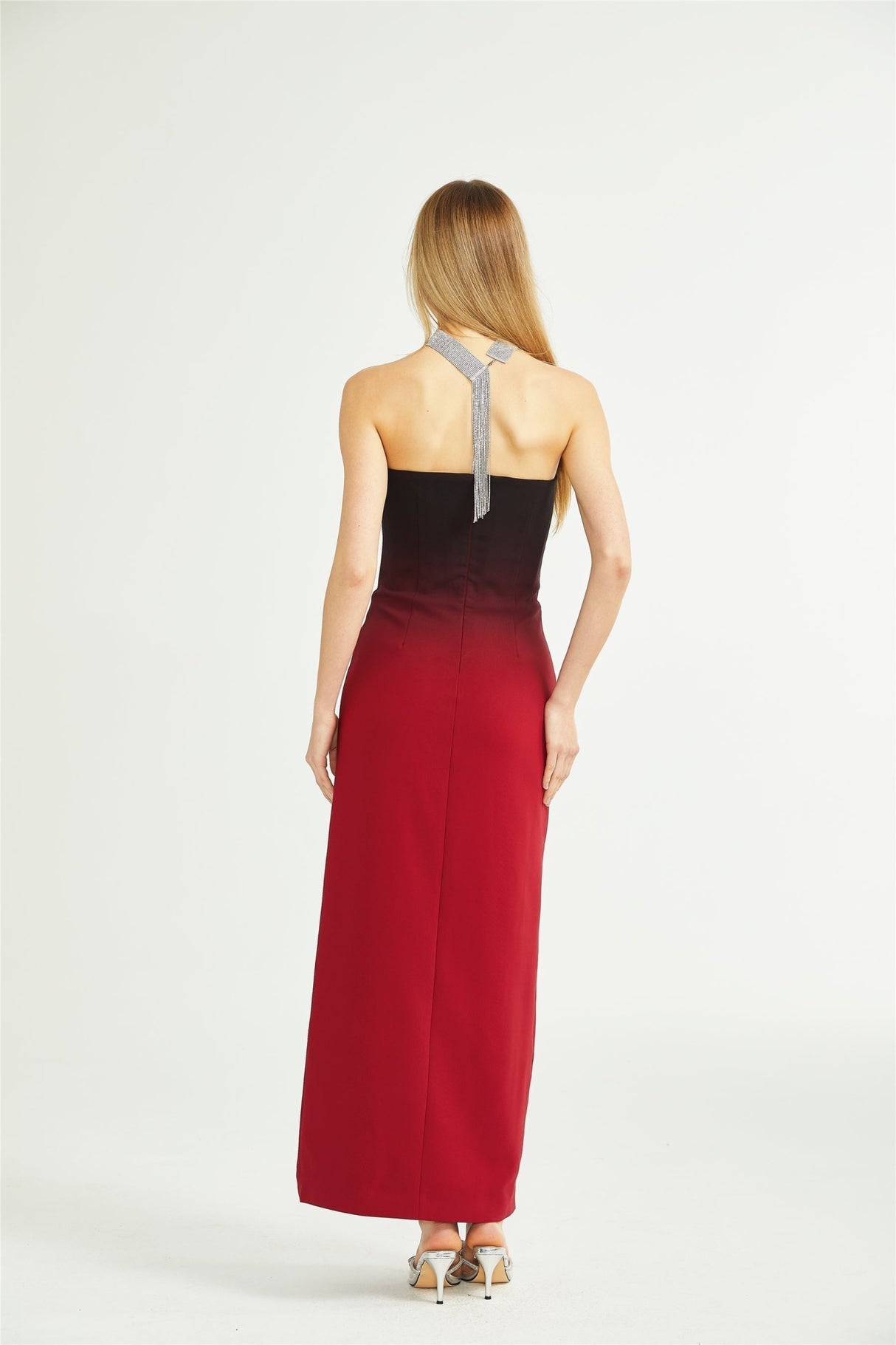 Taliyah Dress Red Gradient Off - Shoulder Maxi