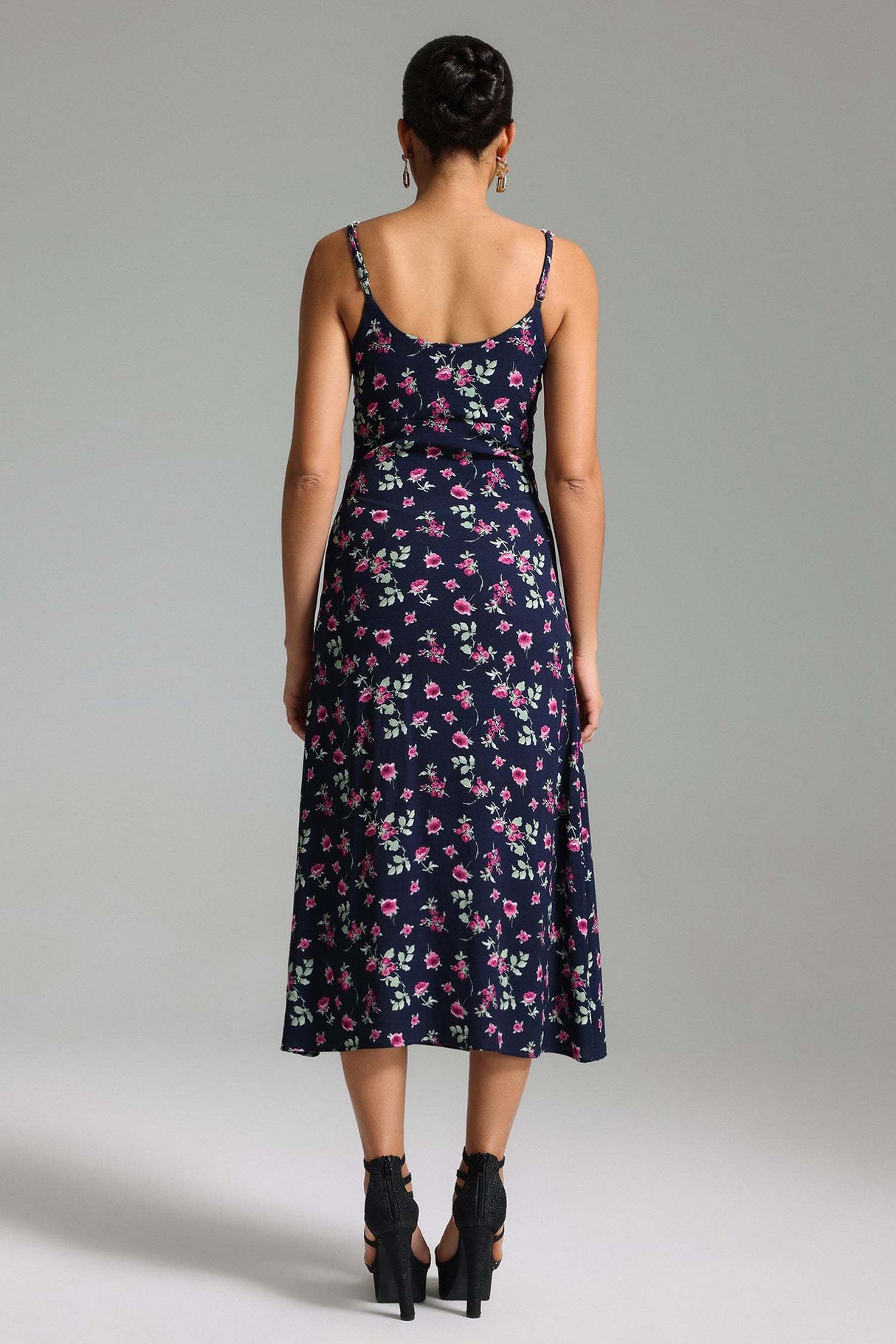 Taliyah Navy Floral Halter Midi Dress