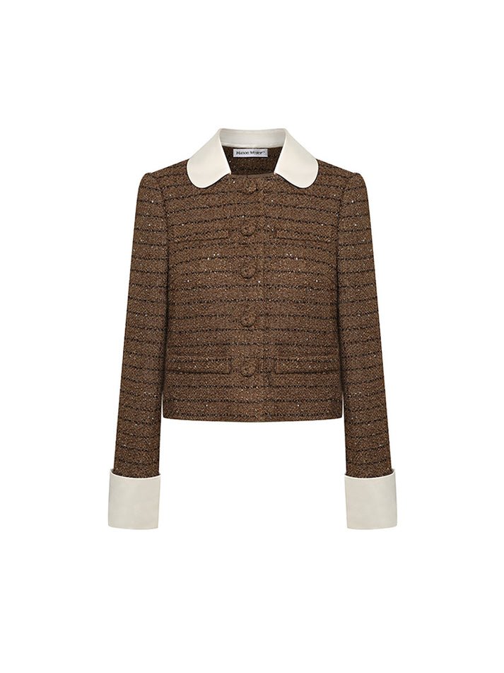 Tatiana Tweed Jacket – Cropped Fit – Silk Collar & Cuffs – Tailored Silhouette