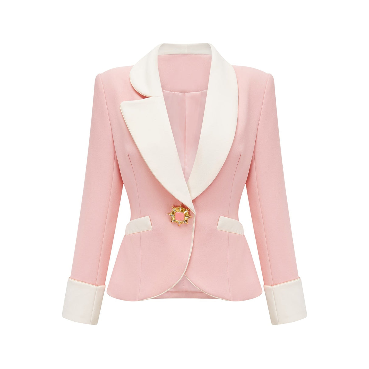 Teagan Blazer & Pants Pink White Set