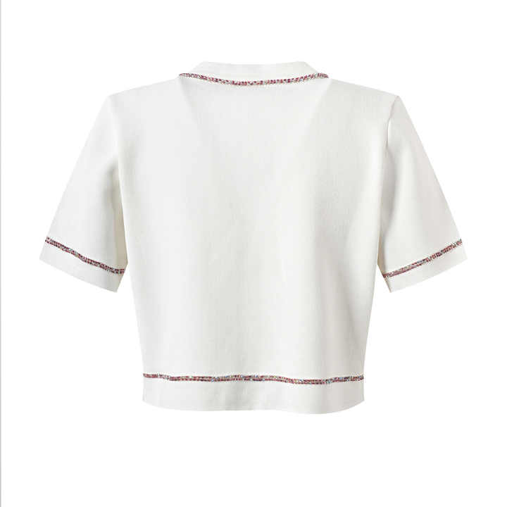 Tecla Cropped Top and High - Waisted Skirt Set - Button - Up Design with Pockets and Contrast Trim