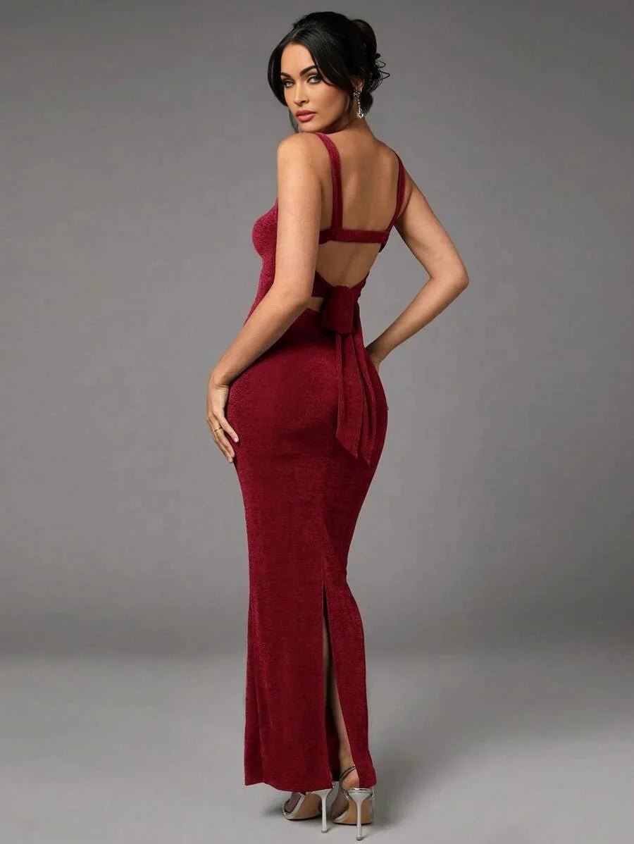 Tecla Maxi Dress - Mermaid Shape Hem - Backless Design - High Stretch Knitted Fabric