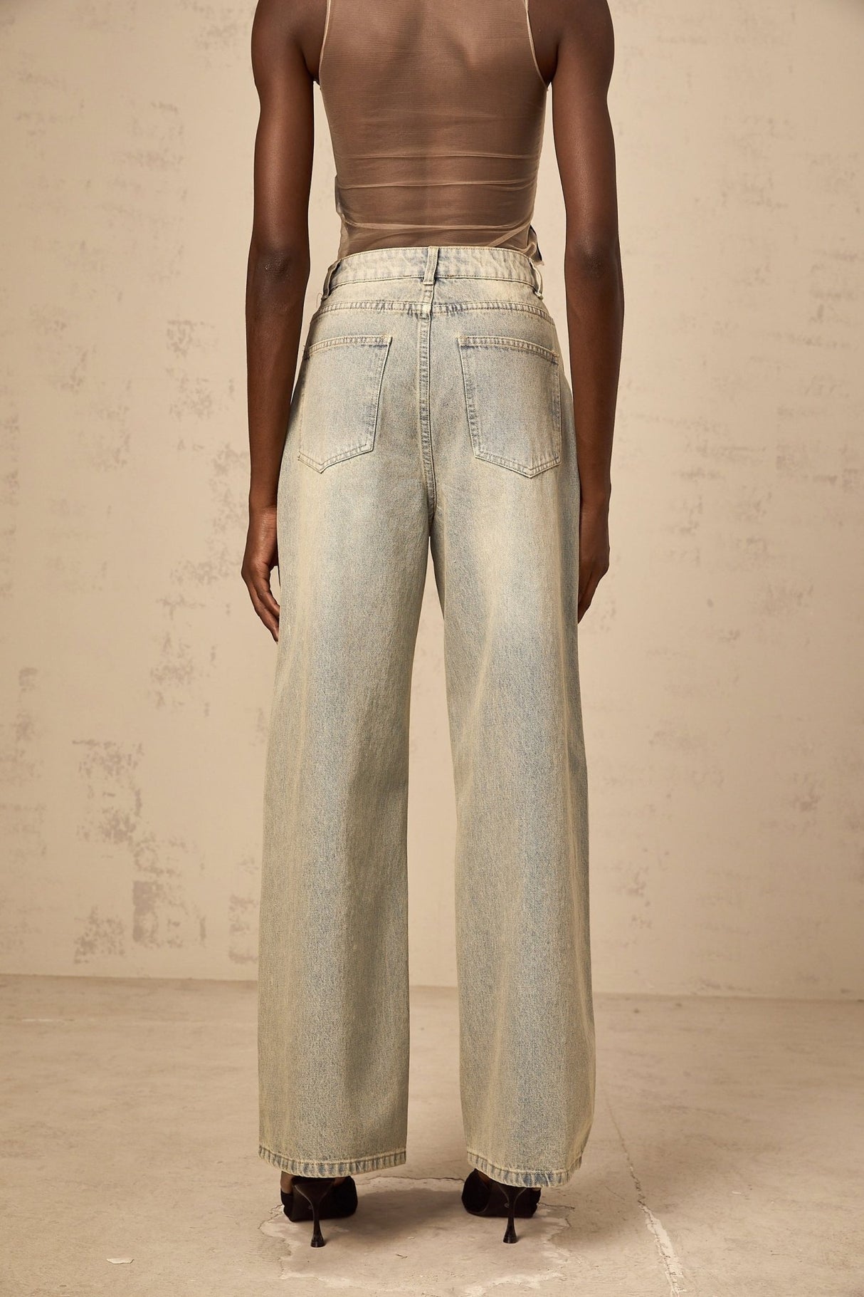 Teresa Denim Jeans Light Blue Rhinestone Wide Leg