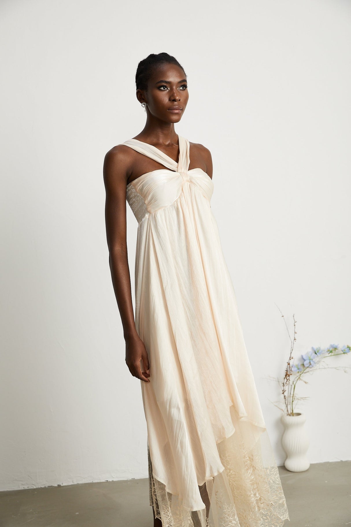 Teresa Halterneck Midi Dress in Neutrals