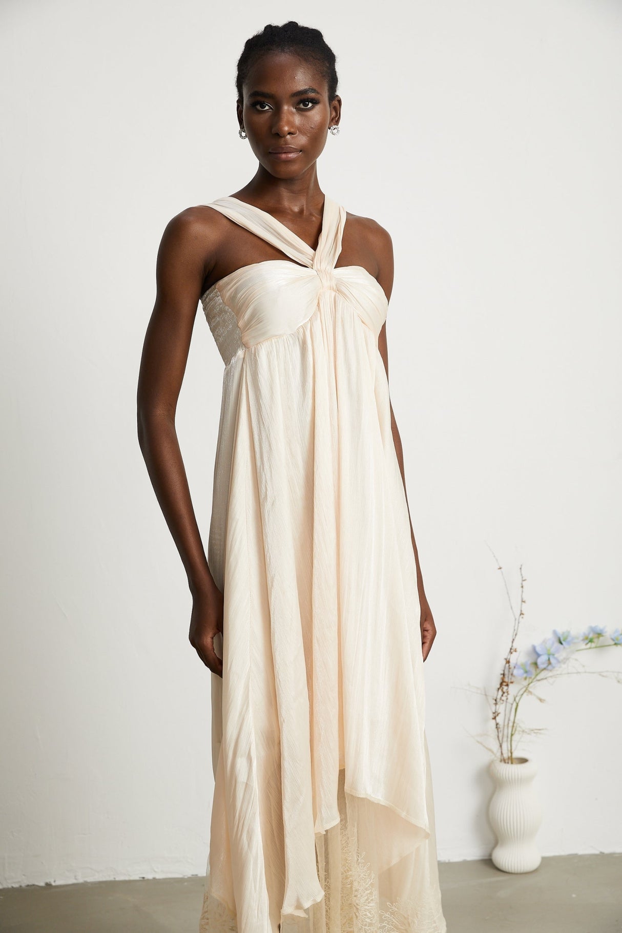 Teresa Halterneck Midi Dress in Neutrals