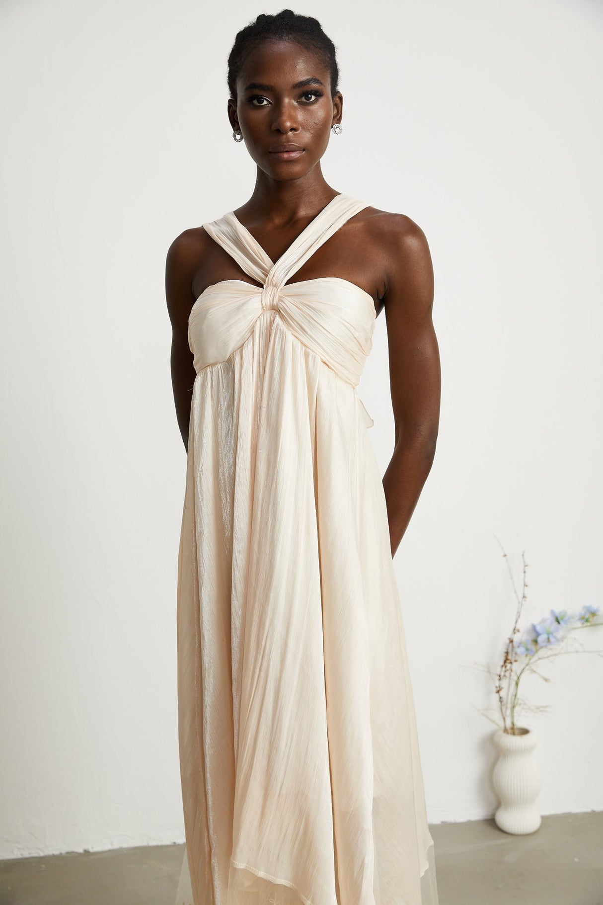 Teresa Halterneck Midi Dress in Neutrals