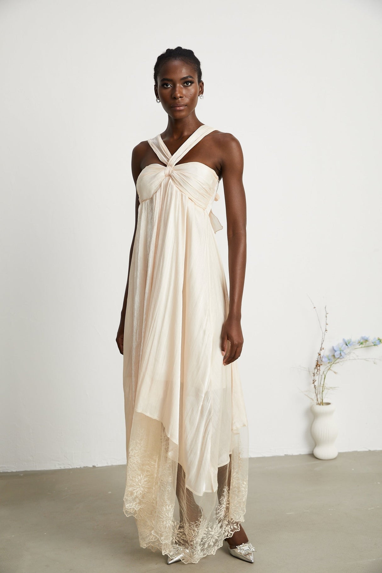 Teresa Halterneck Midi Dress in Neutrals