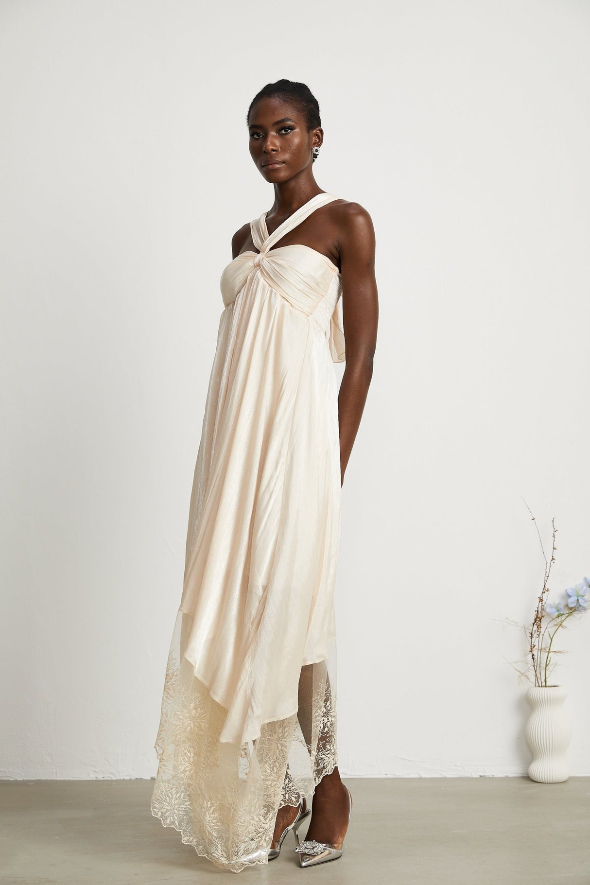 Teresa Halterneck Midi Dress in Neutrals