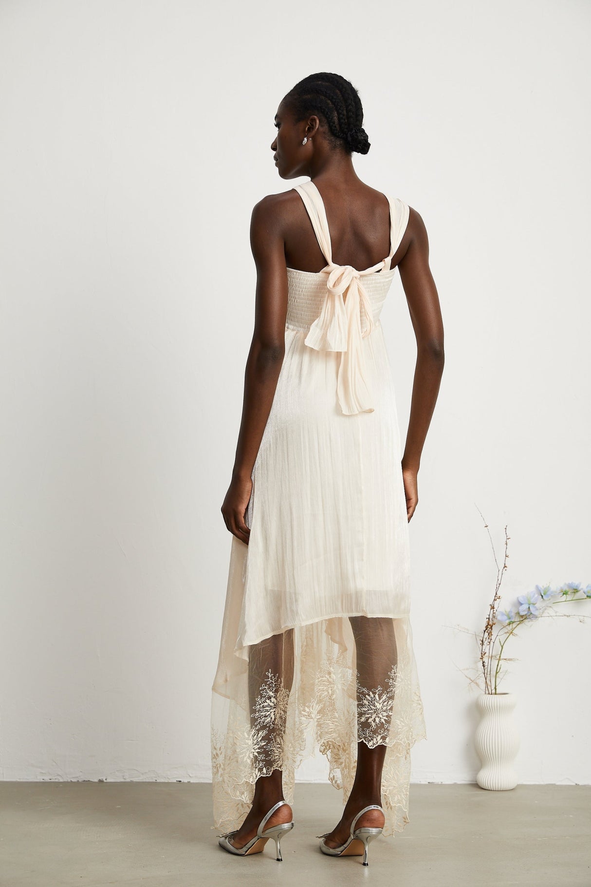 Teresa Halterneck Midi Dress in Neutrals