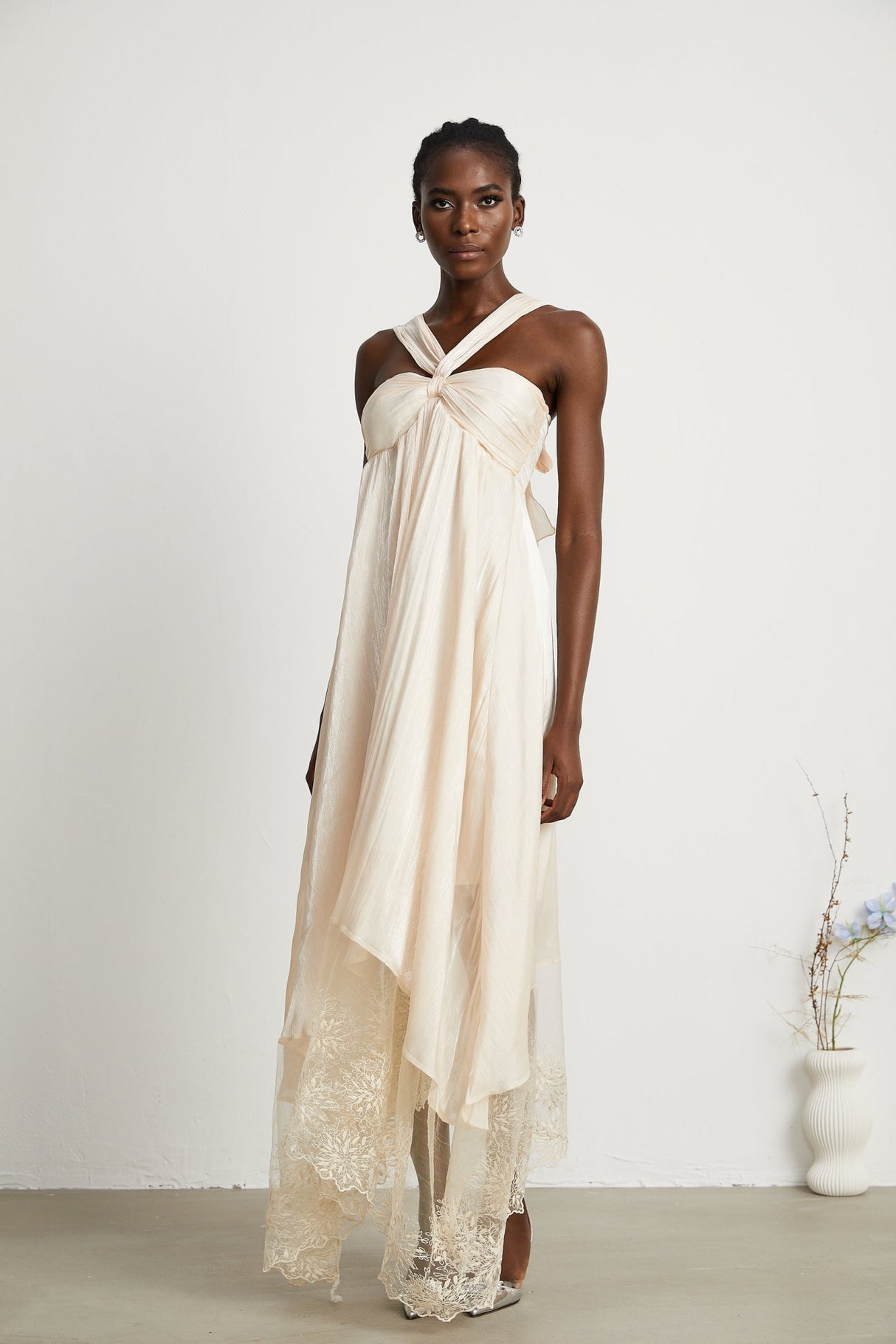 Teresa Halterneck Midi Dress in Neutrals