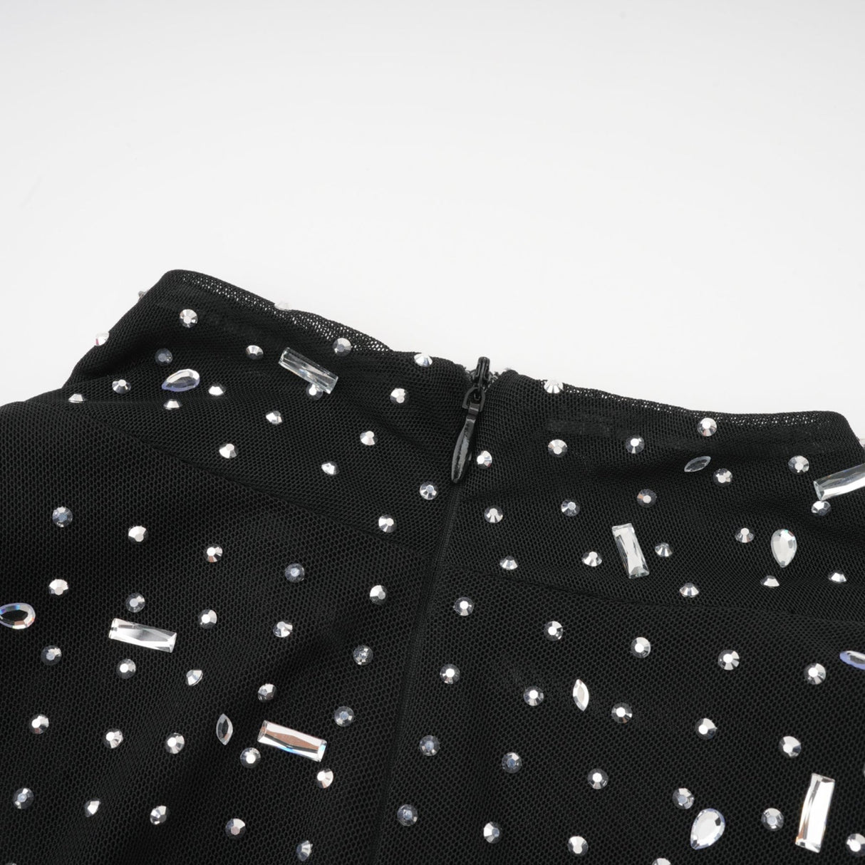 Teresa Maxi Dress in Classic Black with Crystal Embellishments & Flared Cuffs