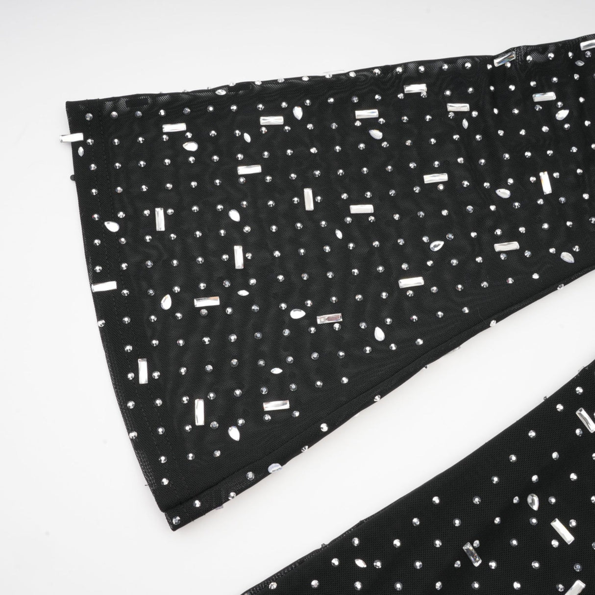 Teresa Maxi Dress in Classic Black with Crystal Embellishments & Flared Cuffs