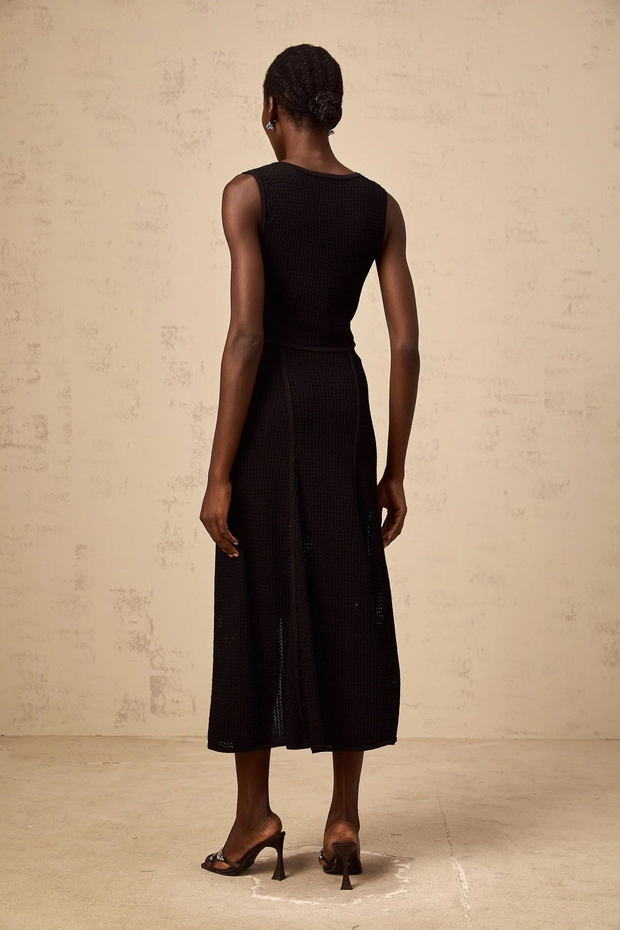 Teresa Top & Skirt Set Black Pointelle Knit