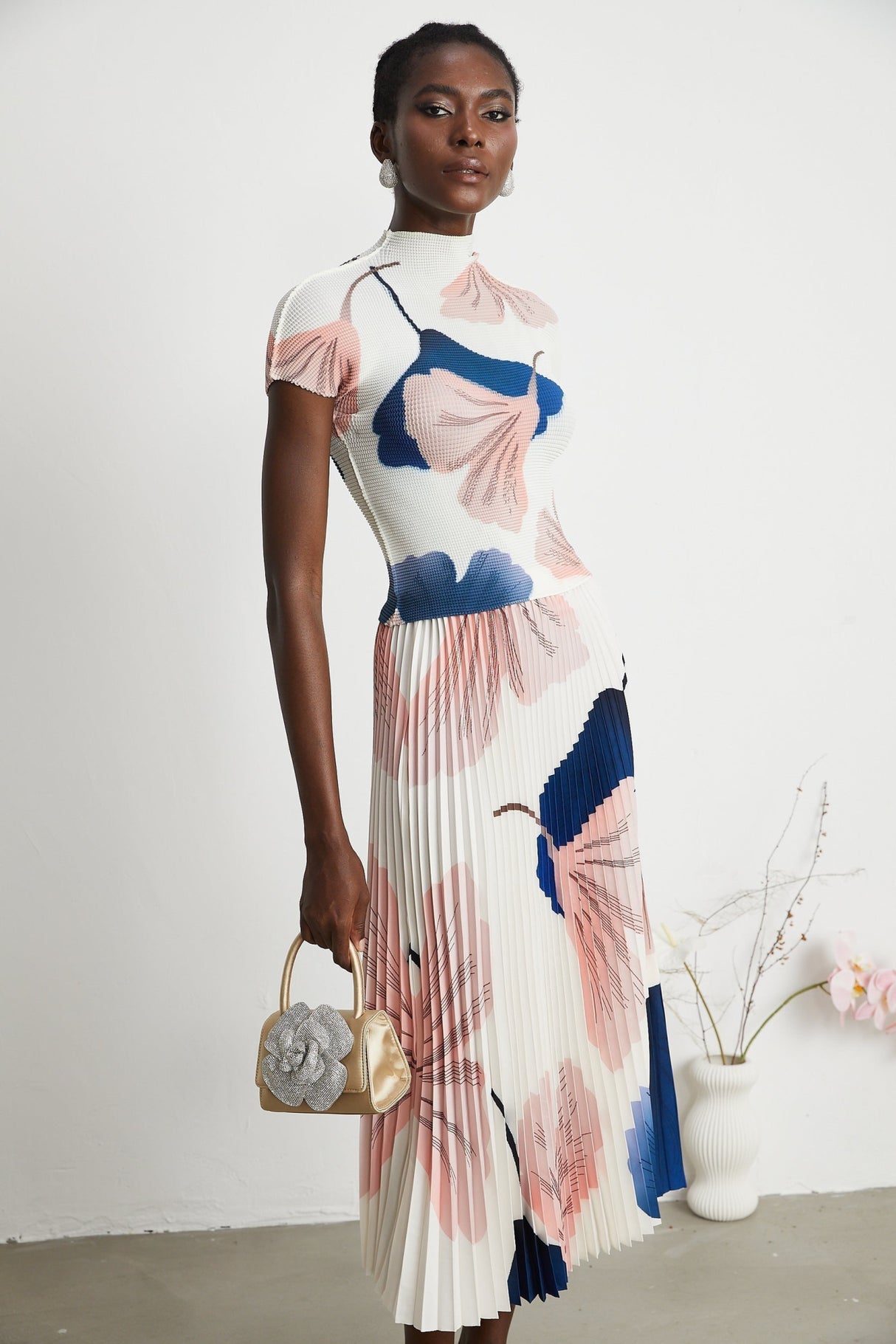 Tersilla Skirt & Top Set in Multicolored Pattern Knit