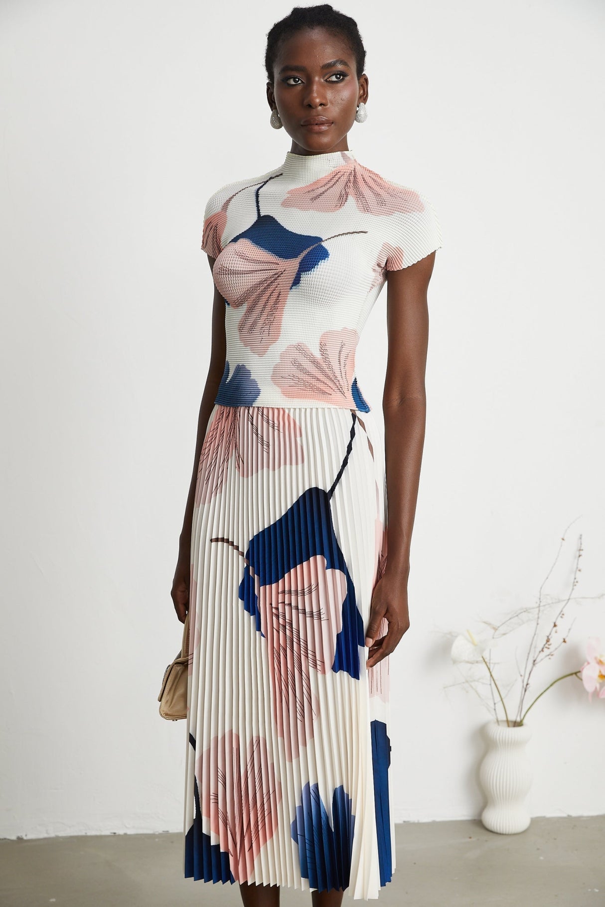 Tersilla Skirt & Top Set in Multicolored Pattern Knit