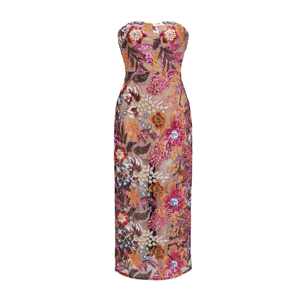 Thérèse Strapless Embroidered Sequin Gown With Floral Motif