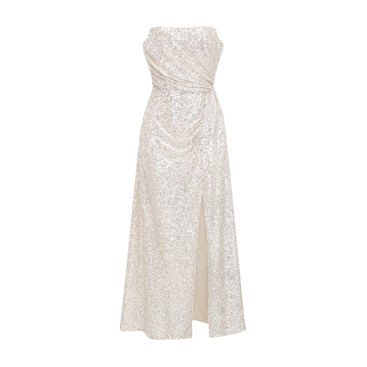 Tiana Dress Silver Sequin Off - Shoulder Midi