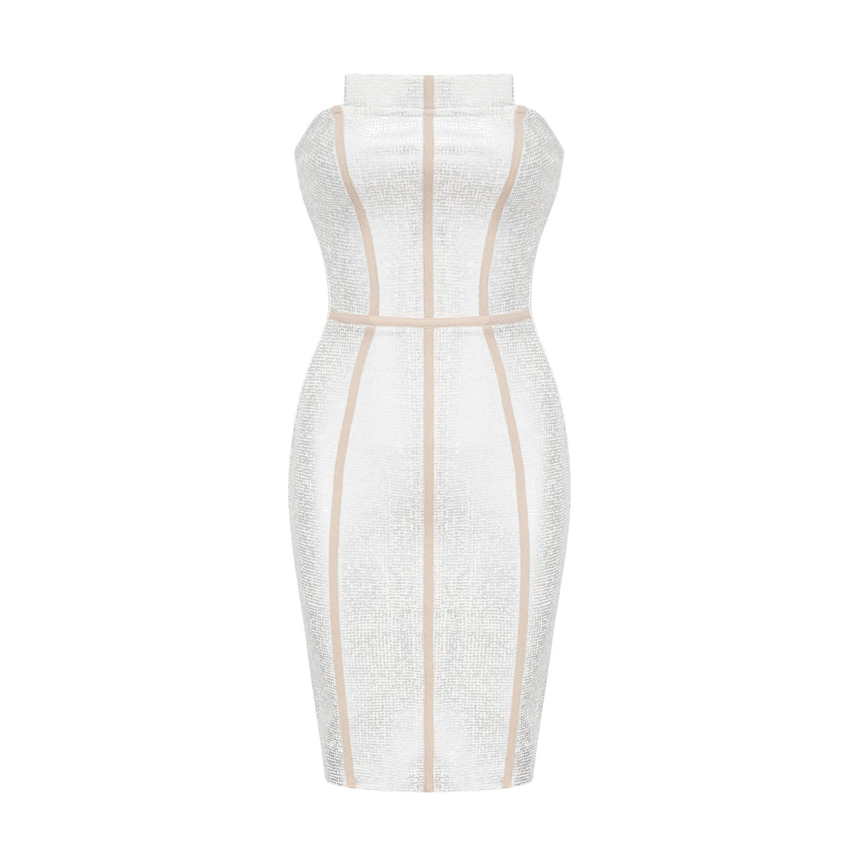 Tiana Mini Dress Silver Bandage Off Shoulder Zip Fastening