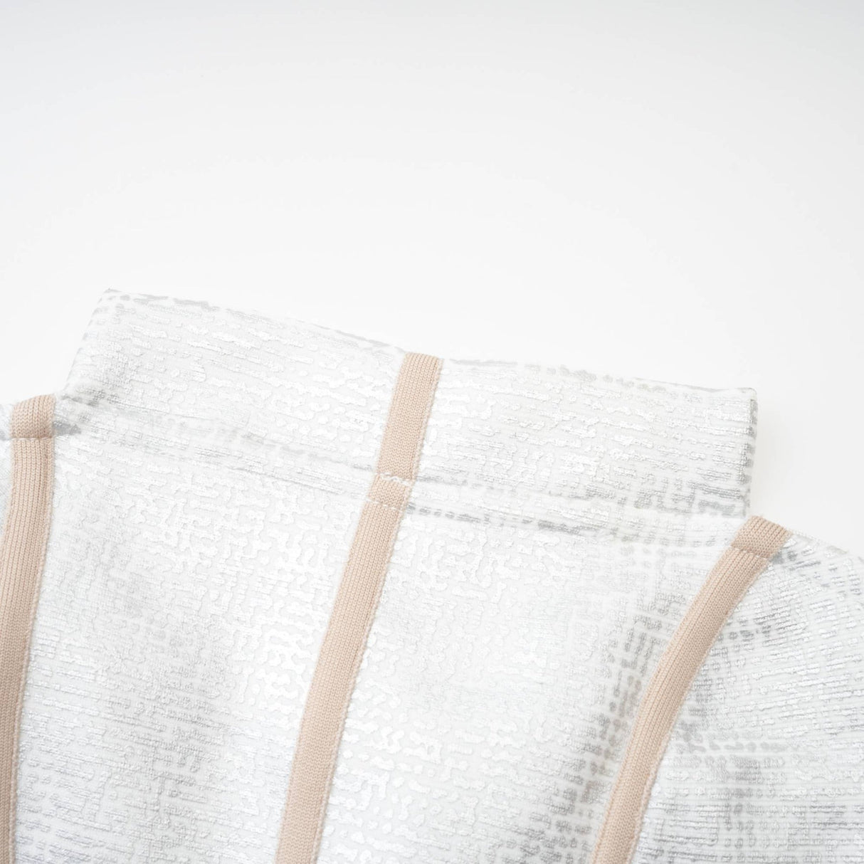 Tiana Mini Dress Silver Bandage Off Shoulder Zip Fastening