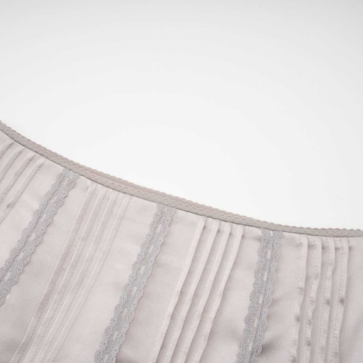 Tiana Skirt Lace Stripes Pleated & Button Fastening Silver