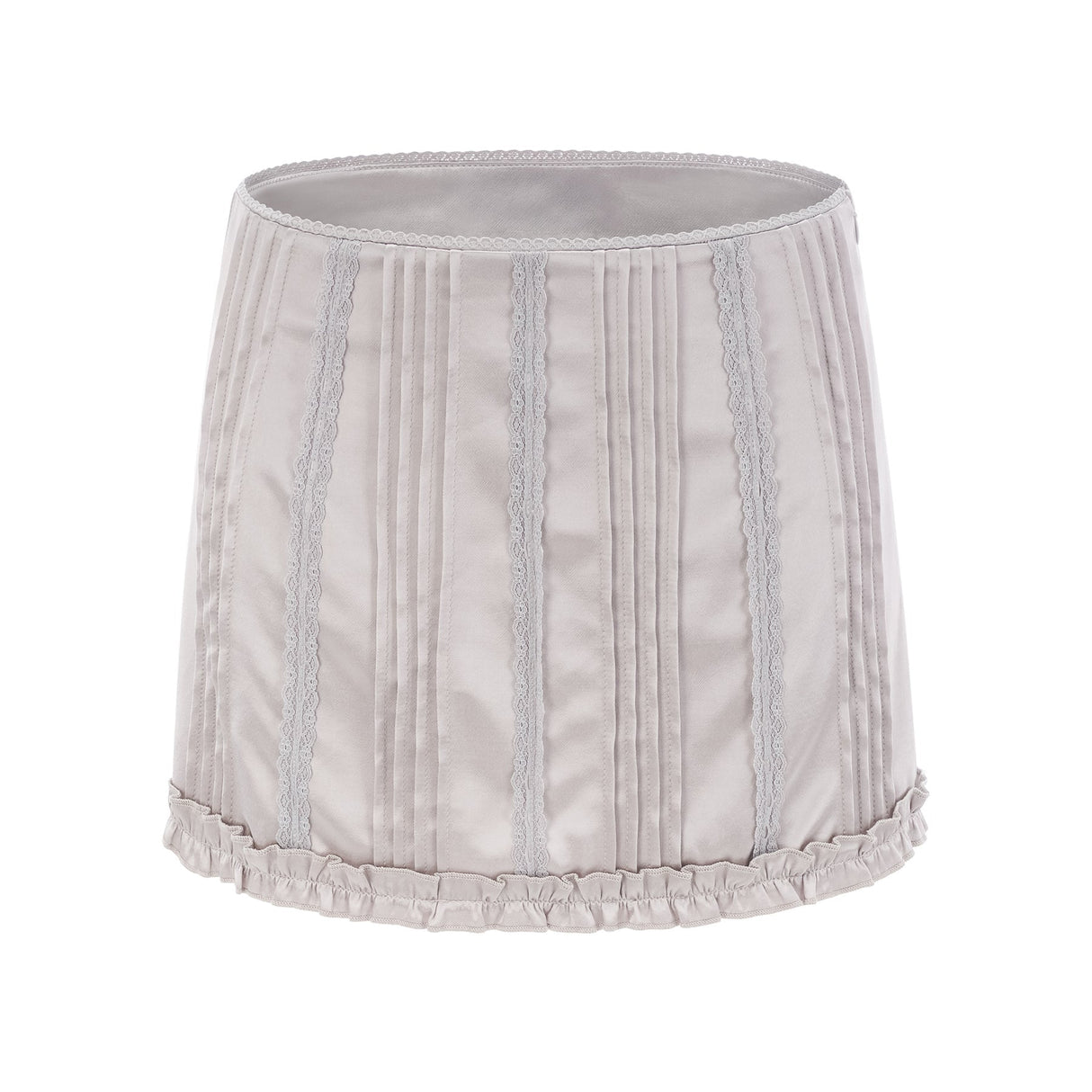 Tiana Skirt Lace Stripes Pleated & Button Fastening Silver