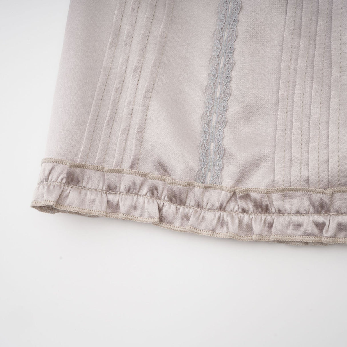 Tiana Skirt Lace Stripes Pleated & Button Fastening Silver