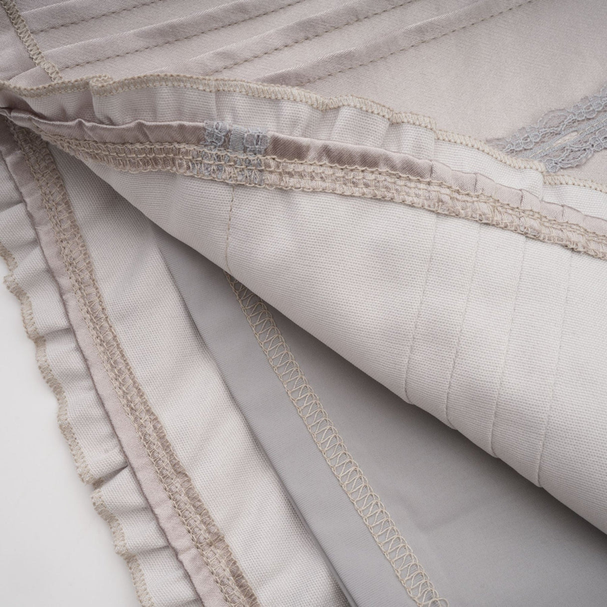 Tiana Skirt Lace Stripes Pleated & Button Fastening Silver