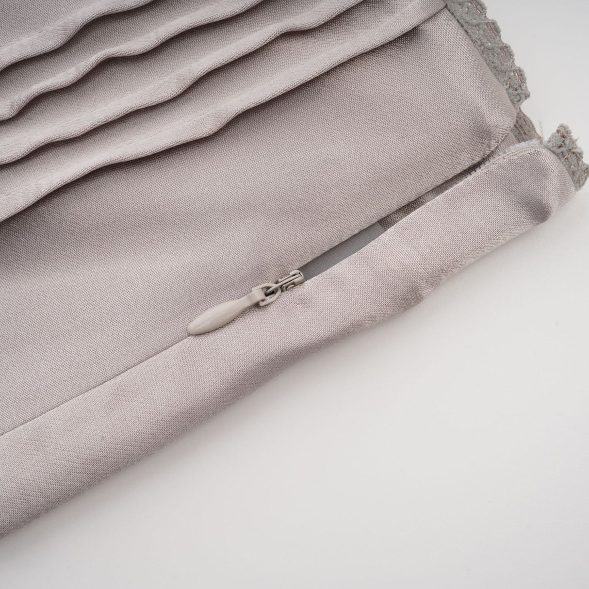 Tiana Skirt Lace Stripes Pleated & Button Fastening Silver