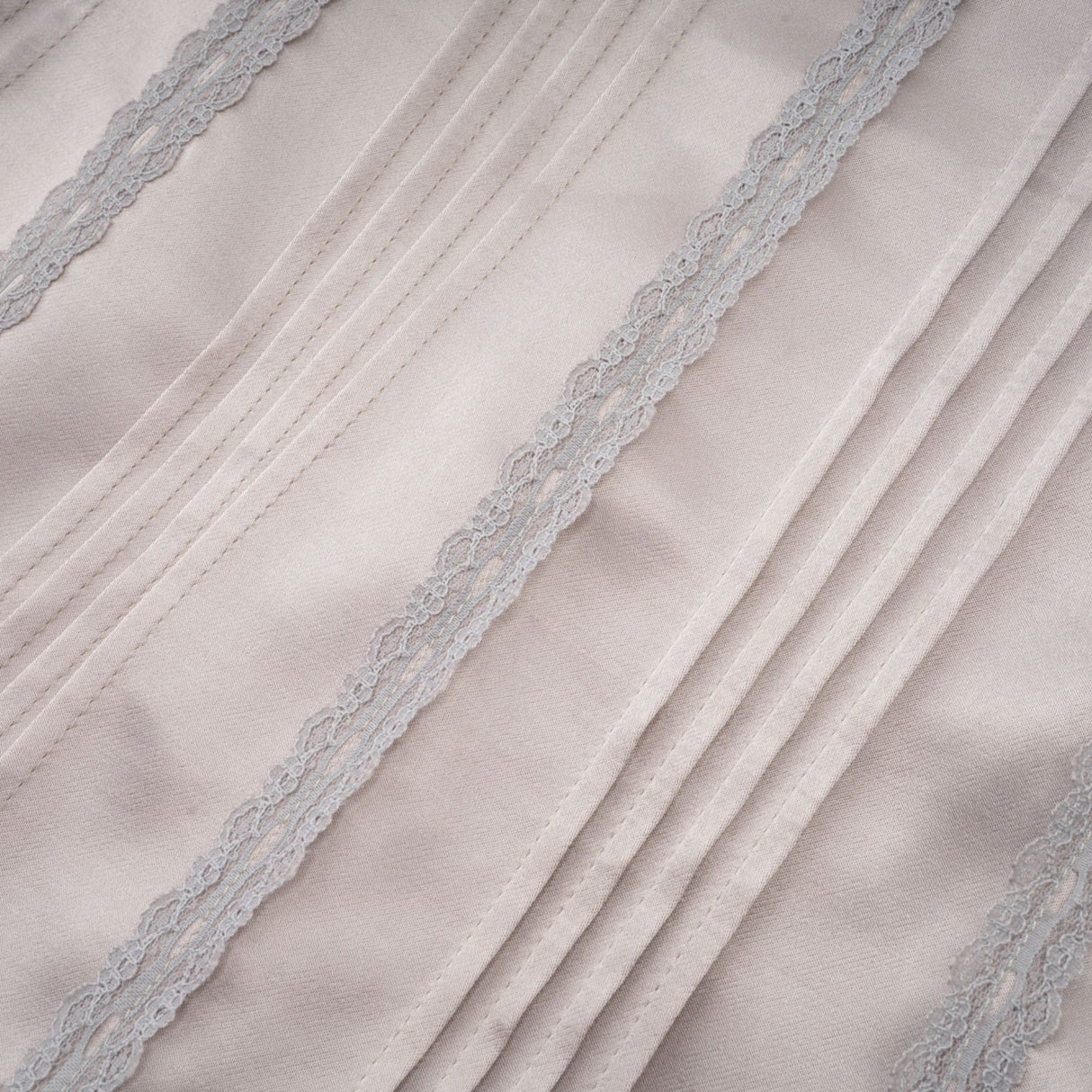 Tiana Skirt Lace Stripes Pleated & Button Fastening Silver