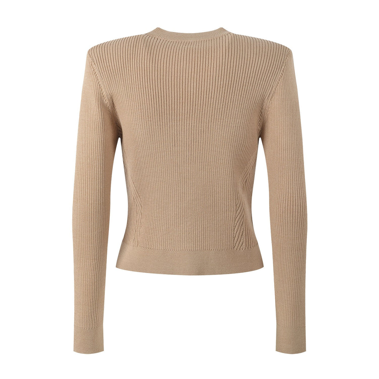 Tiana Top – Fitted Ribbed Knit – Military - Inspired Design – Decorative Gold Buttons – Tailored Silhouette – Pocket Detailing