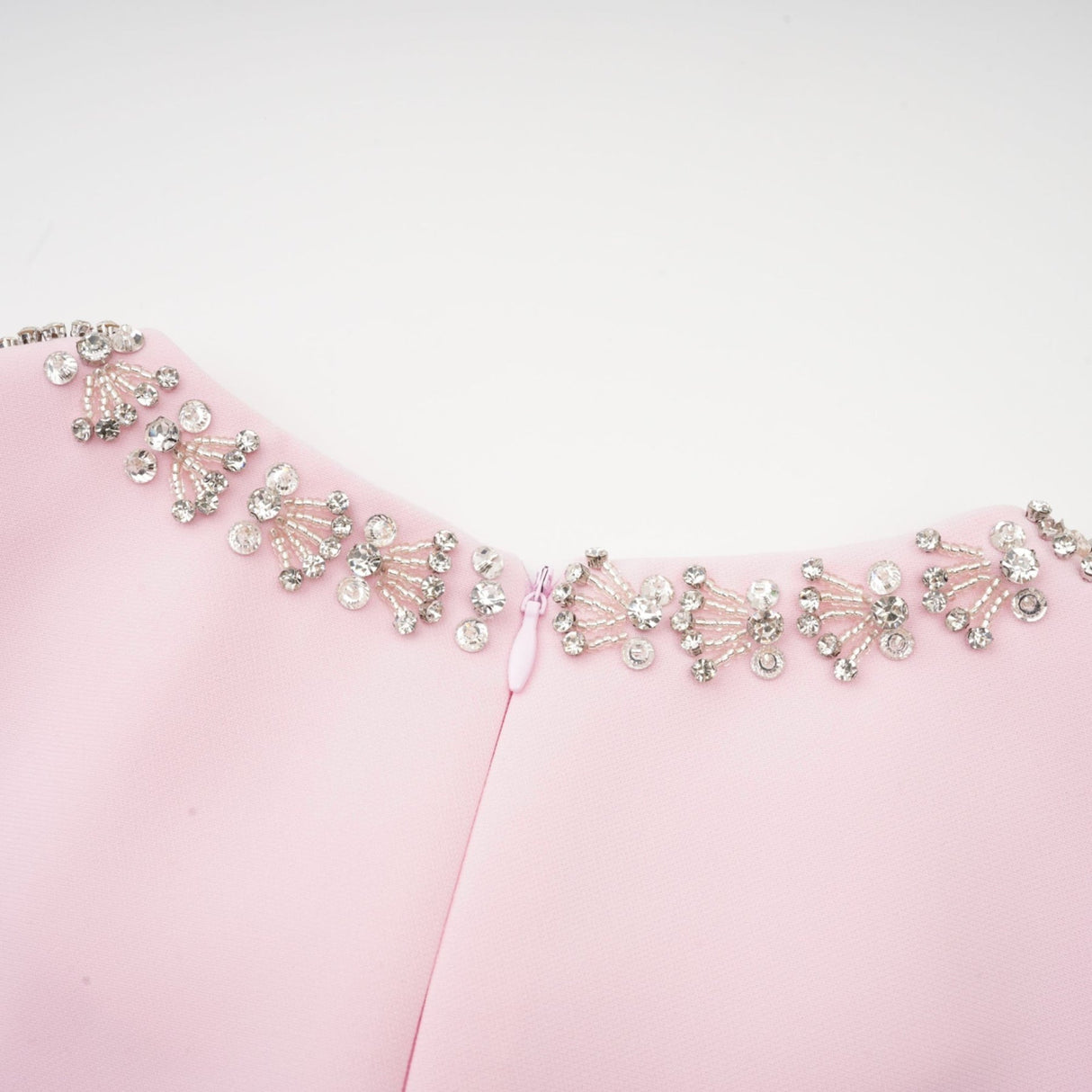 Tiffany Midi Dress Pink Crystal Bow Flared Skirt & Rear Zip