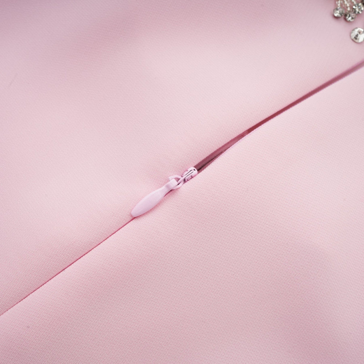 Tiffany Midi Dress Pink Crystal Bow Flared Skirt & Rear Zip