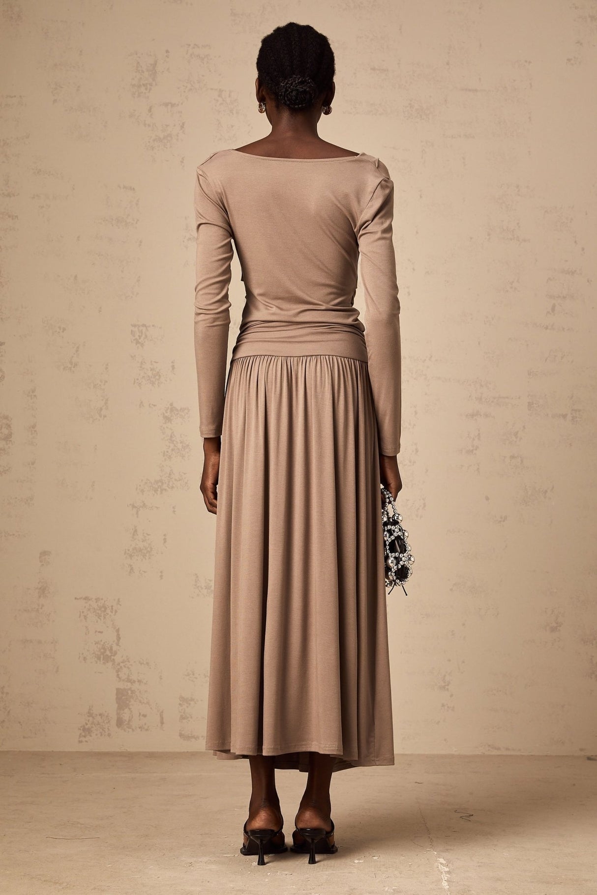 Tinsley Skirt & Top Set Oatmeal Draped Detail Matching Ensemble