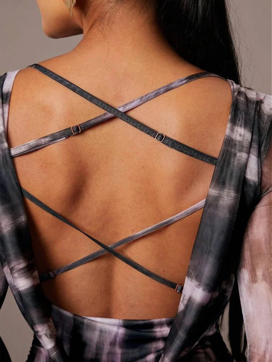 Tiziana Maxi Dress - Slim Fit - Graphic Print - Backless Design - High Stretch Knitted Fabric