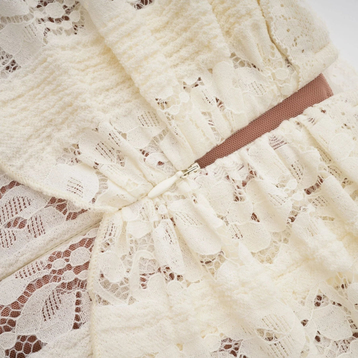 Tonia Maxi Dress Floral Lace Train Design in Neutrals