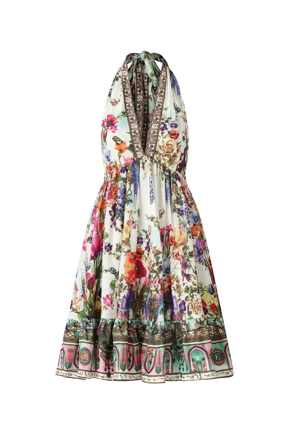 Tonia White Floral Print V-Neck Mini Dress for Summer Occasions