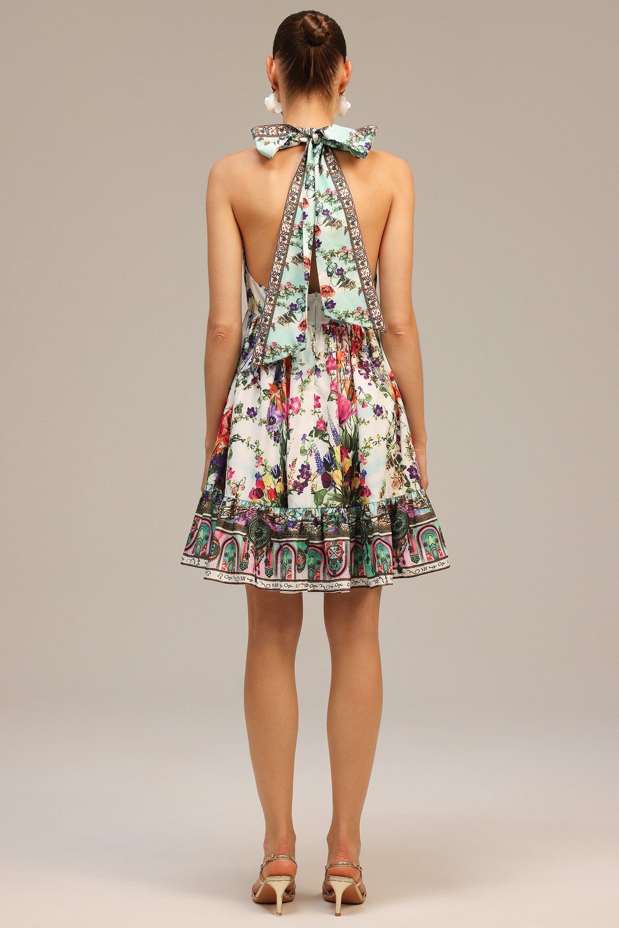 Tonia White Floral Print V-Neckline Mini Dress for Summer Occasions