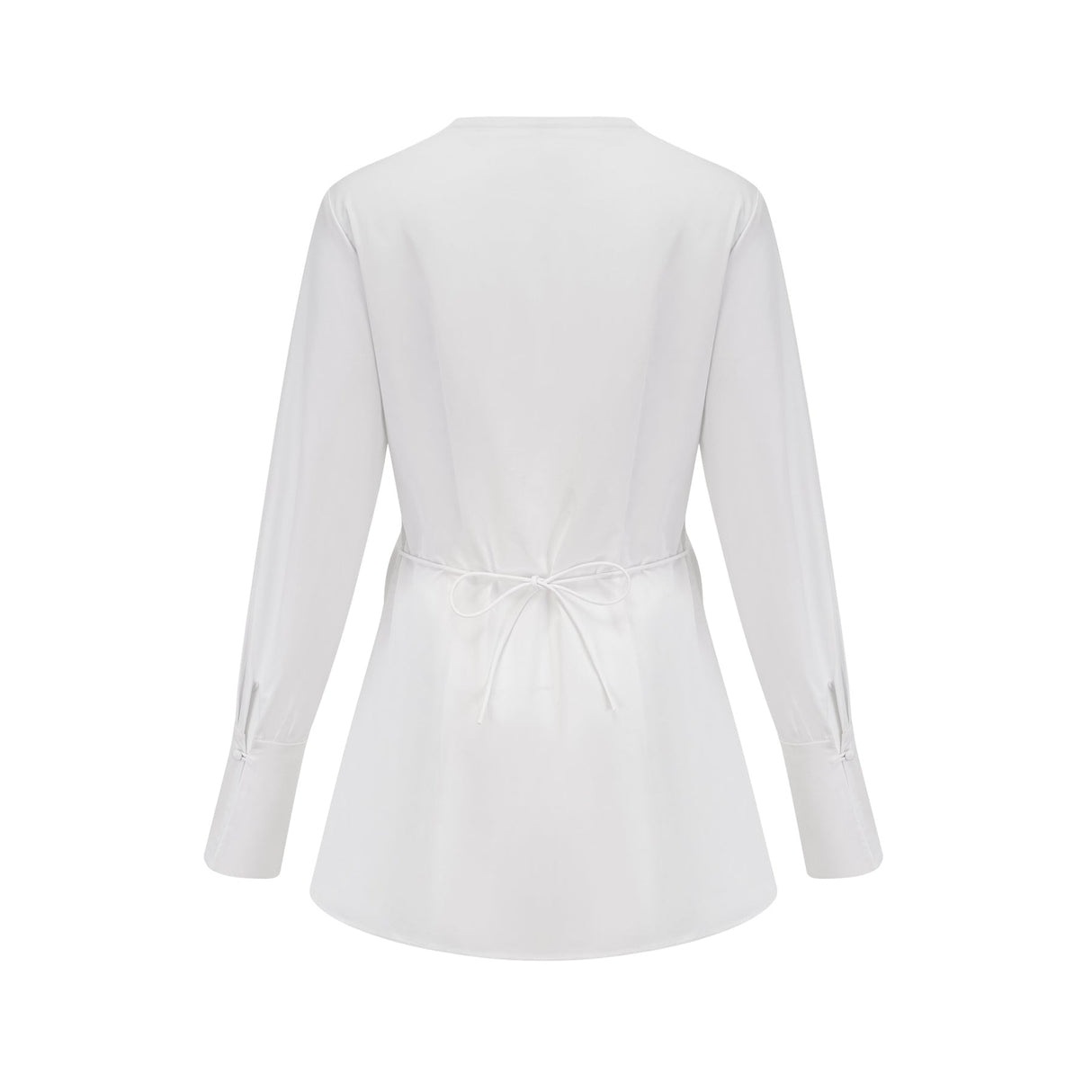 Tullia Shirt White Pleat Detail Thigh Length Self Tie