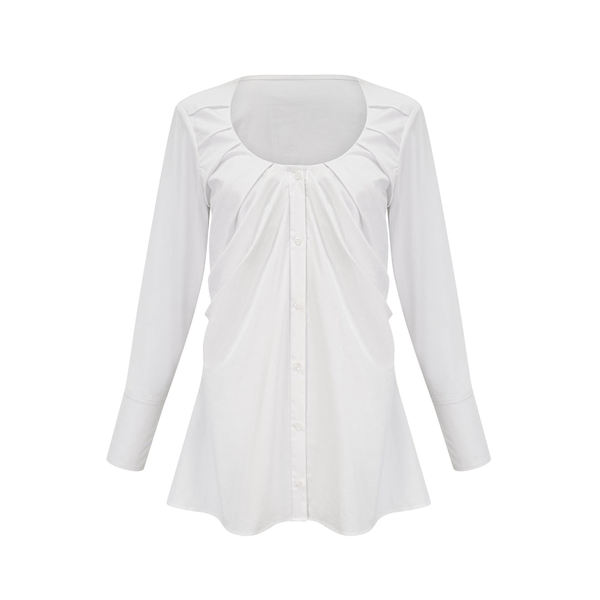Tullia Shirt White Pleat Detail Thigh Length Self Tie