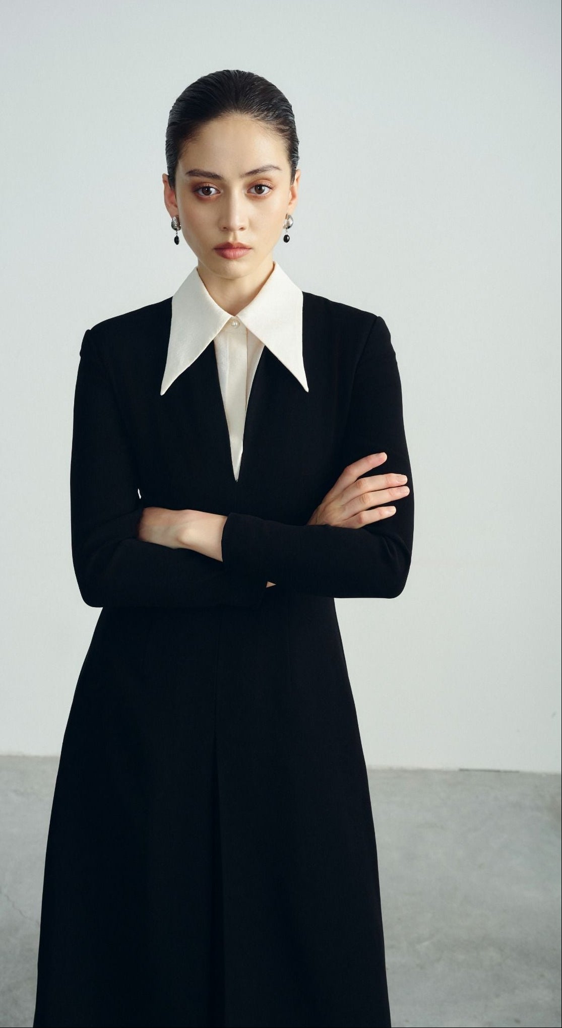 Chloe A Line Collared Midi Dress – Detachable Waist Belt – Smooth Lined Fit