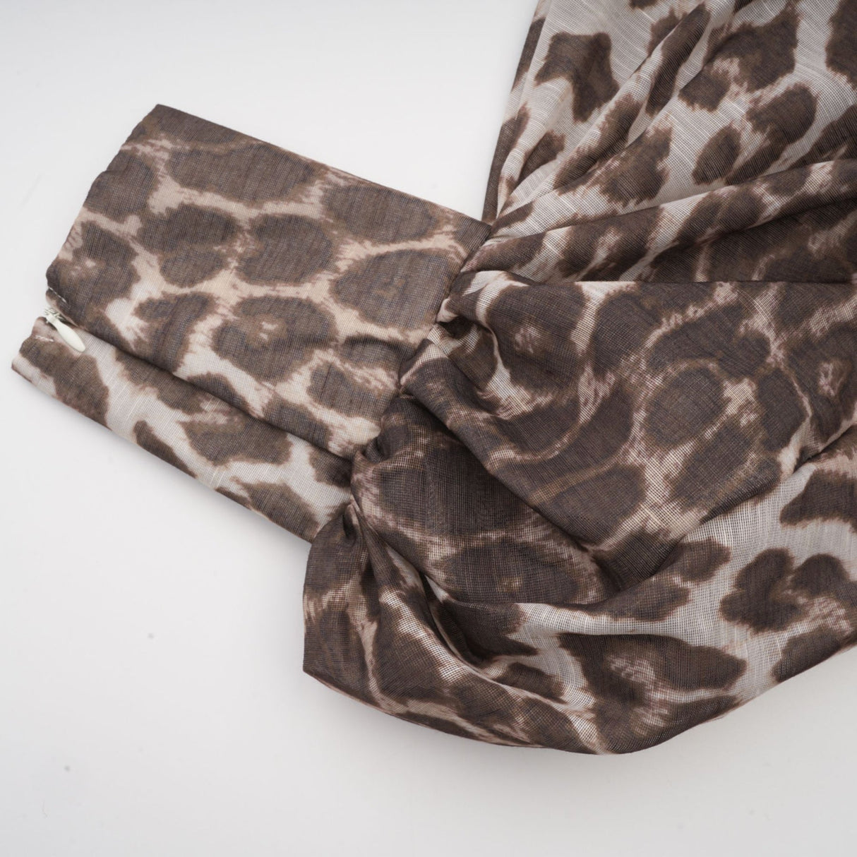 Ursula Blouse with Leopard Print Oversize Sleeves & Attached Scarf