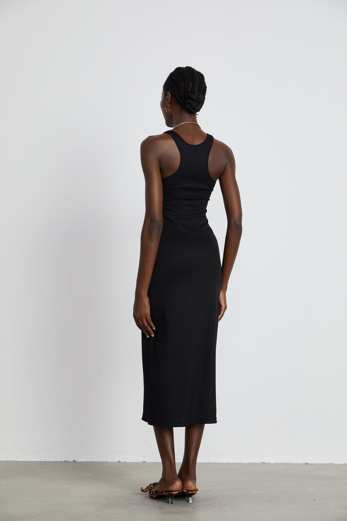 Ursula Maxi Dress in Confident Black with Transparent Straps & Low - Cut Design