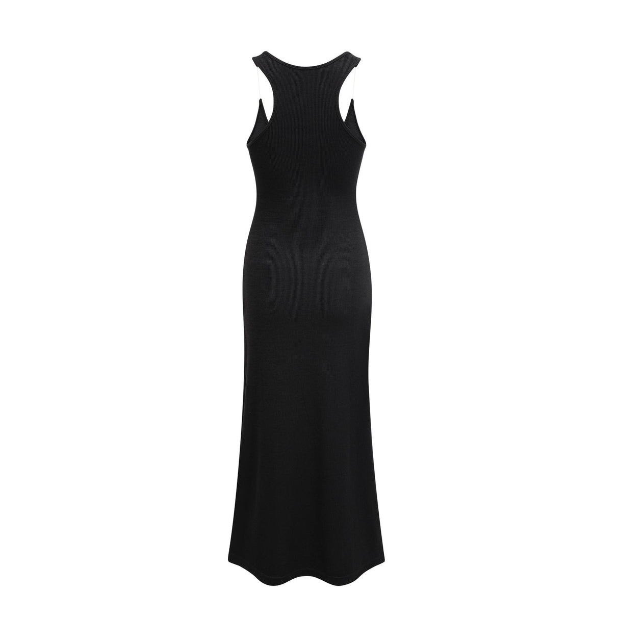Ursula Maxi Dress in Confident Black with Transparent Straps & Low - Cut Design