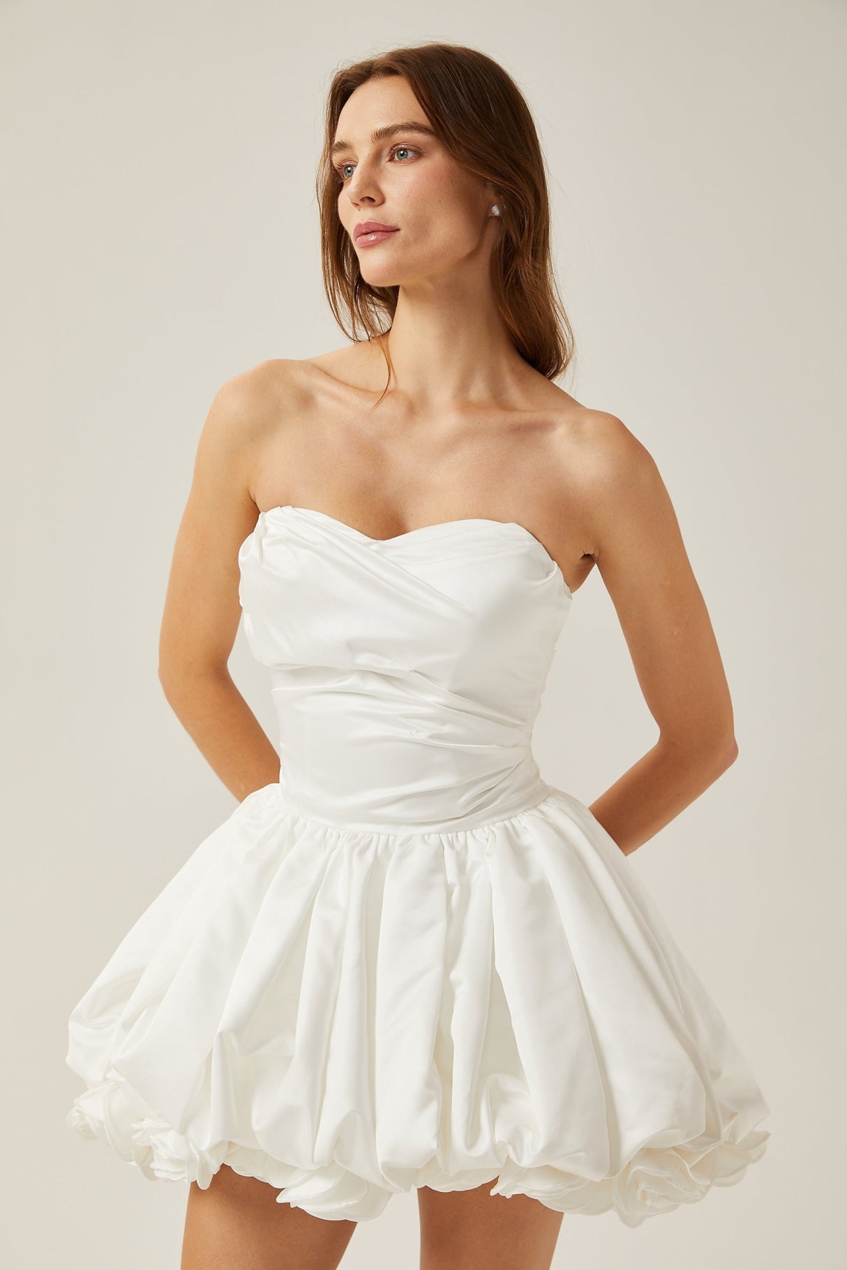 Ursula Mini Dress White Sweetheart Tulle Petal Bubble Skirt