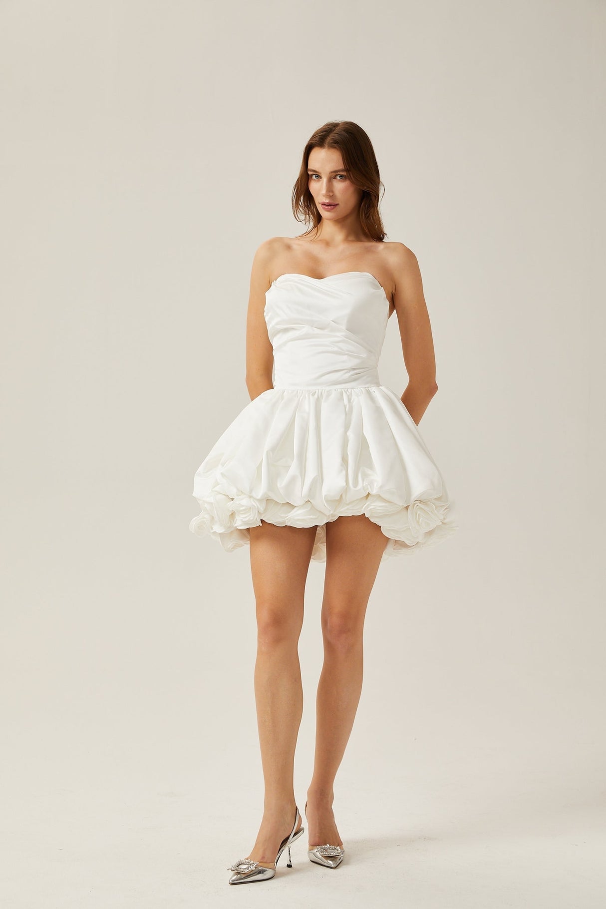 Ursula Mini Dress White Sweetheart Tulle Petal Bubble Skirt