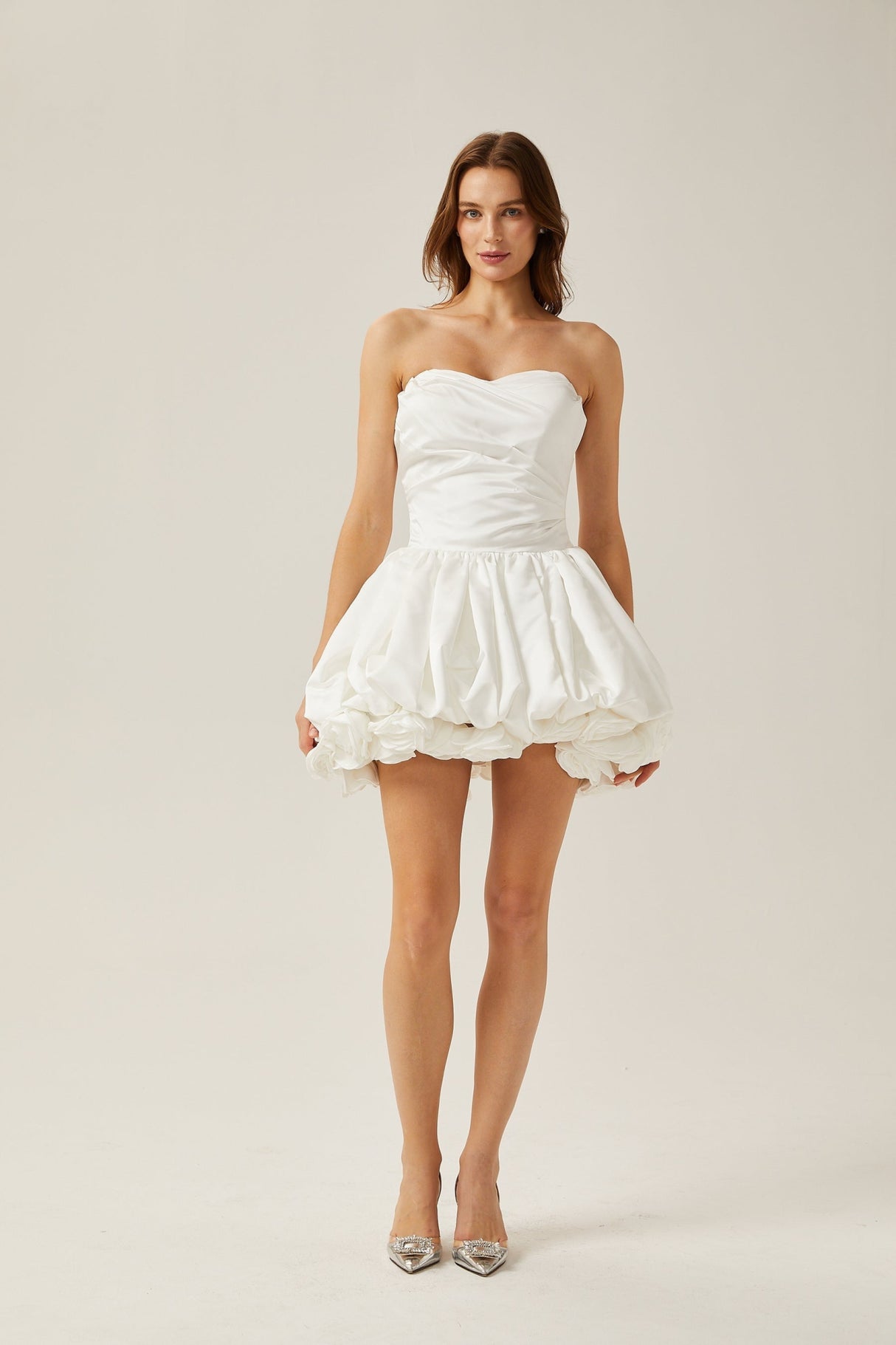 Ursula Mini Dress White Sweetheart Tulle Petal Bubble Skirt