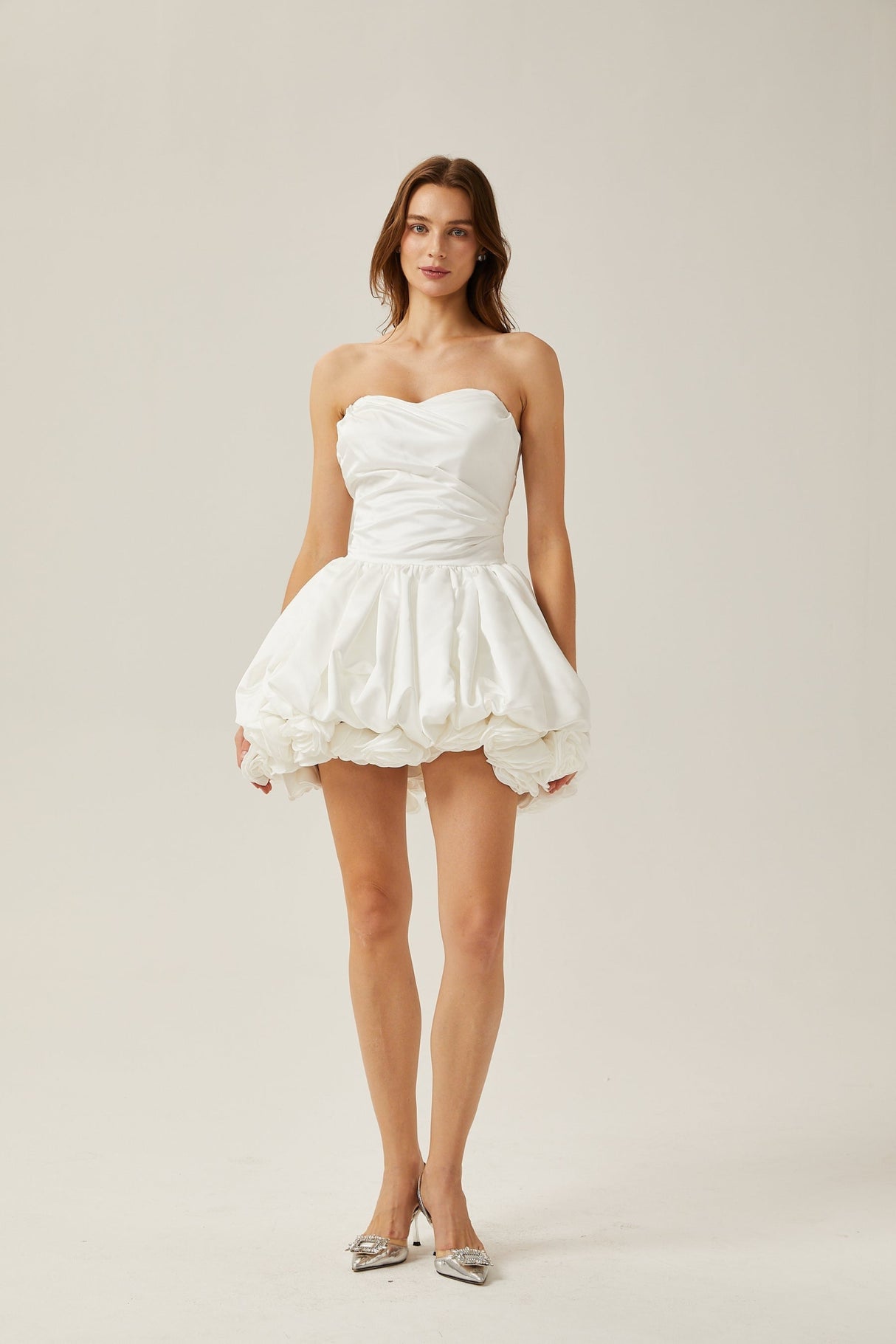 Ursula Mini Dress White Sweetheart Tulle Petal Bubble Skirt