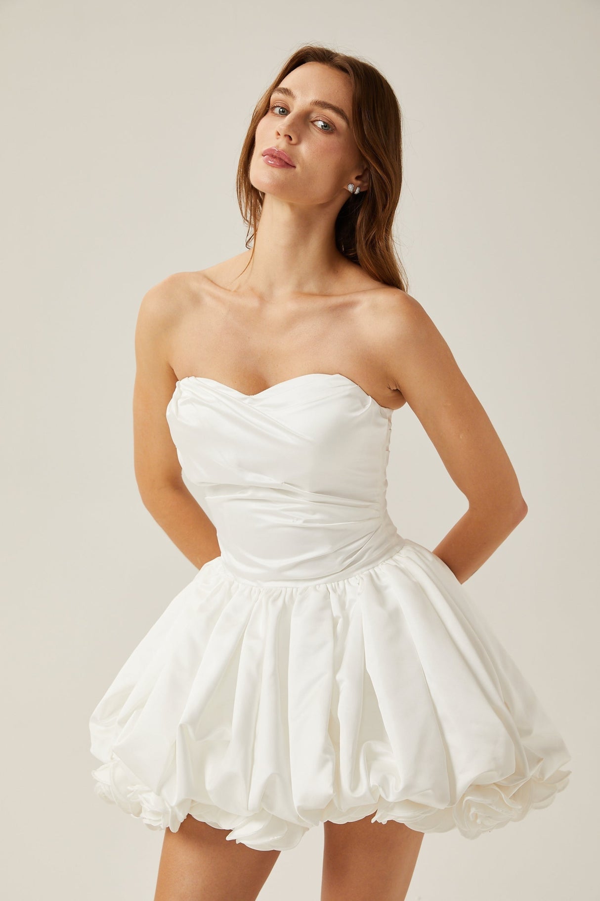Ursula Mini Dress White Sweetheart Tulle Petal Bubble Skirt
