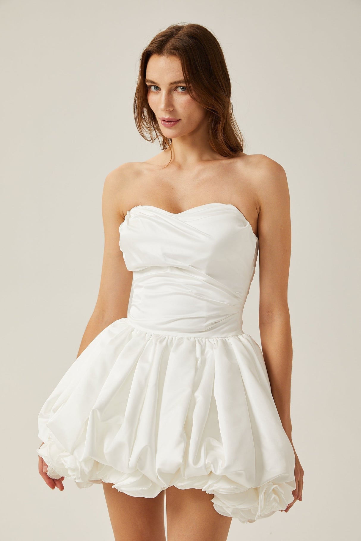 Ursula Mini Dress White Sweetheart Tulle Petal Bubble Skirt