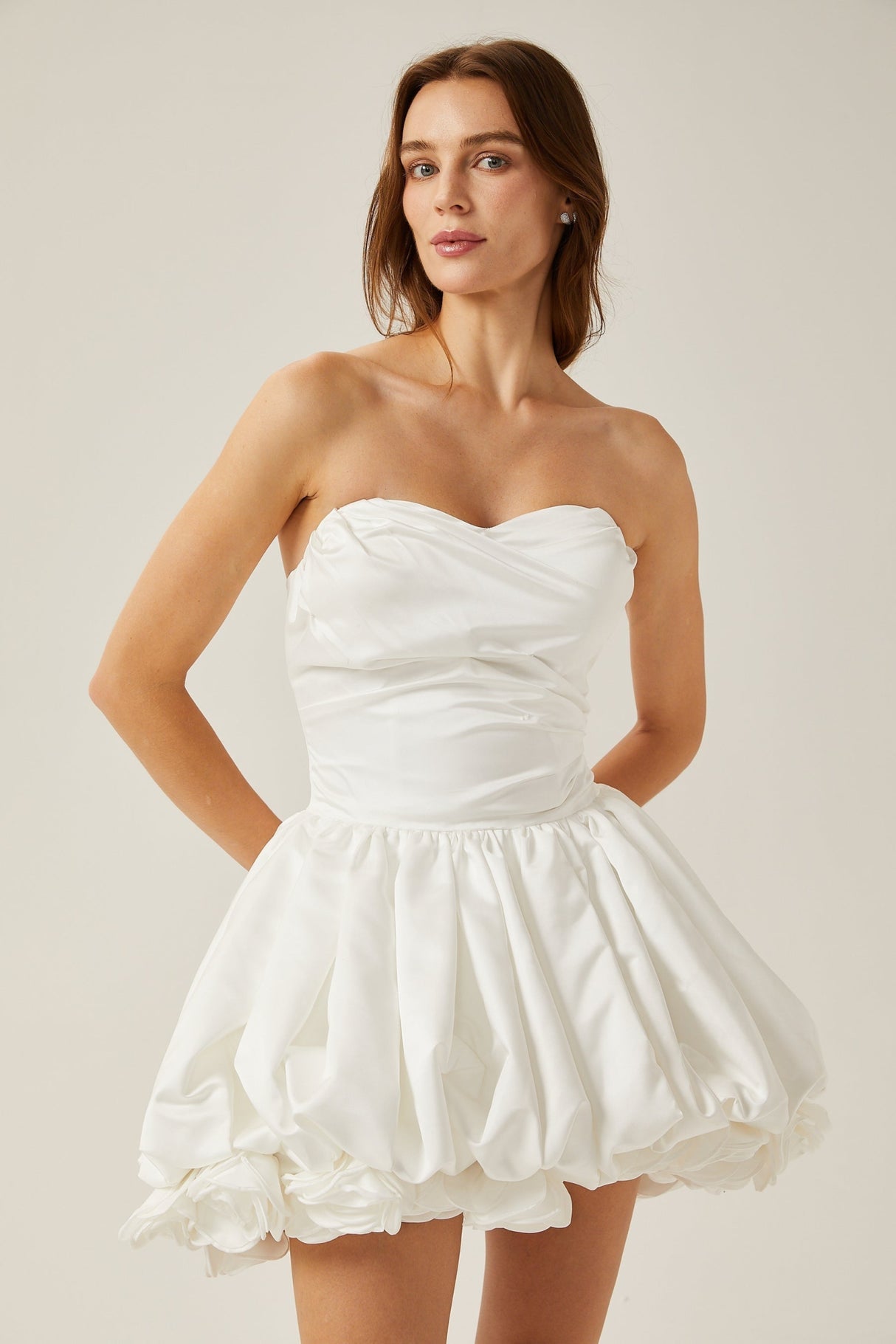 Ursula Mini Dress White Sweetheart Tulle Petal Bubble Skirt